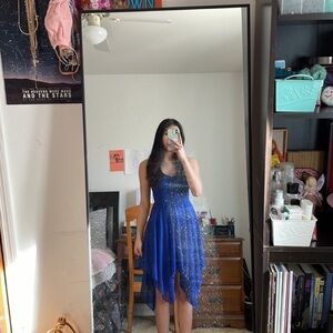 Blue Asymmetrical Midi Dress